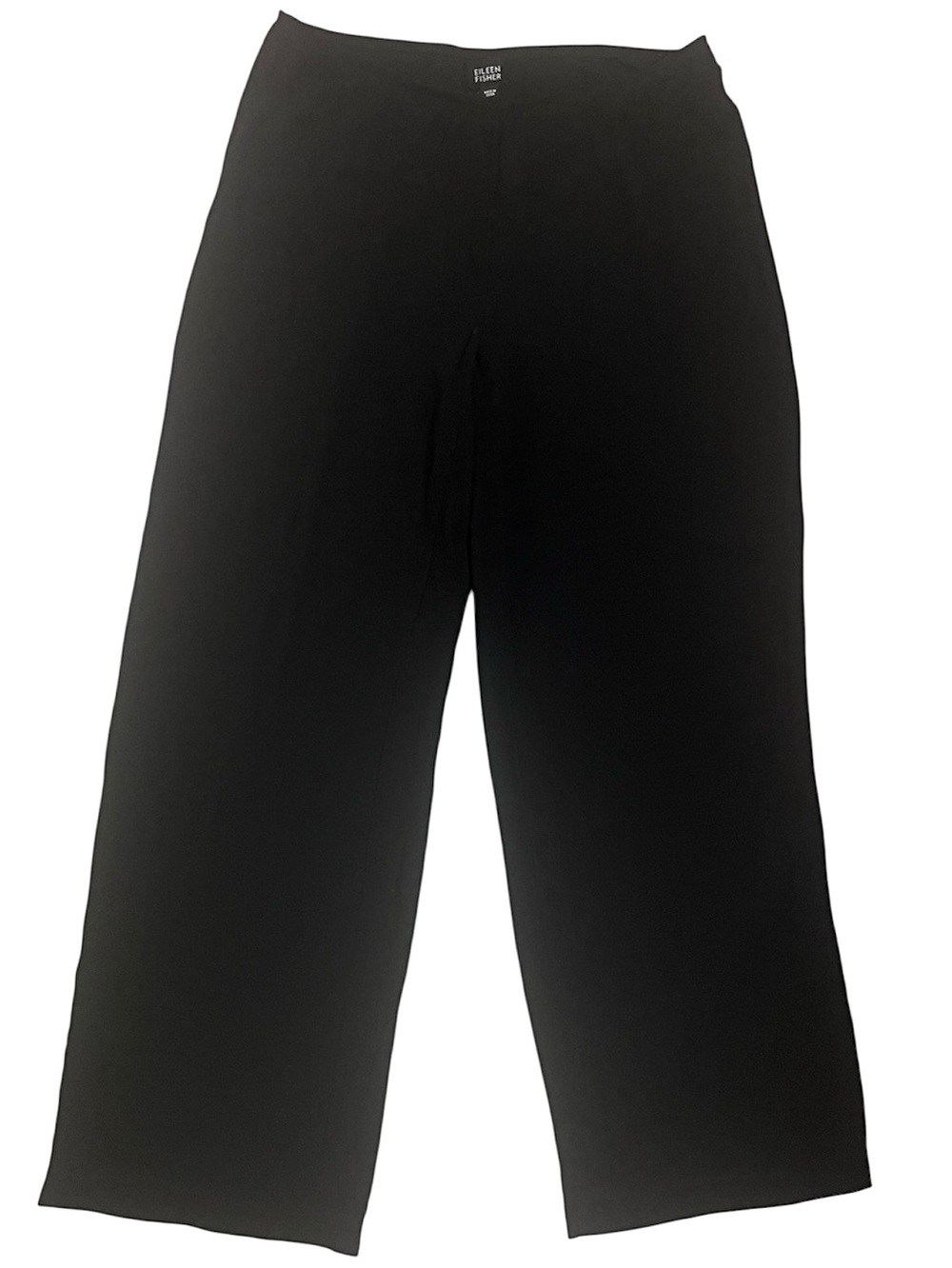Eileen Fisher Black Wide Leg Crop Pants Minimalist Quiet Luxury - Small Classic
